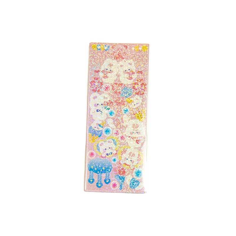 DIY cute girl student Laser sticker set Waterproof Kawaii Cartoon Cute Glitter Animal Scrapbook