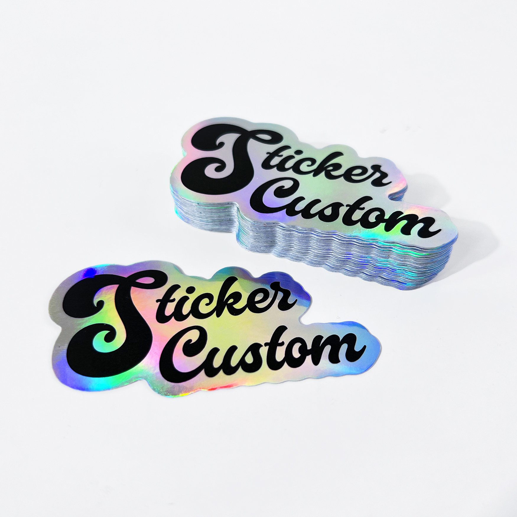 Custom UV Resist Waterproof Vinyl Rainbow Silver Laser Hologram Sticker Label Custom Logo Die Cut Glitter Holographic Stickers