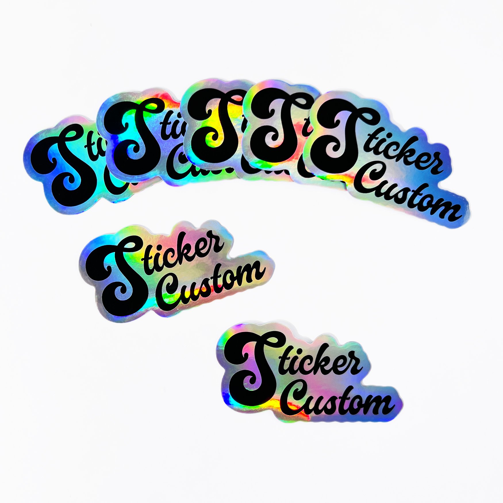 Custom UV Resist Waterproof Vinyl Rainbow Silver Laser Hologram Sticker Label Custom Logo Die Cut Glitter Holographic Stickers