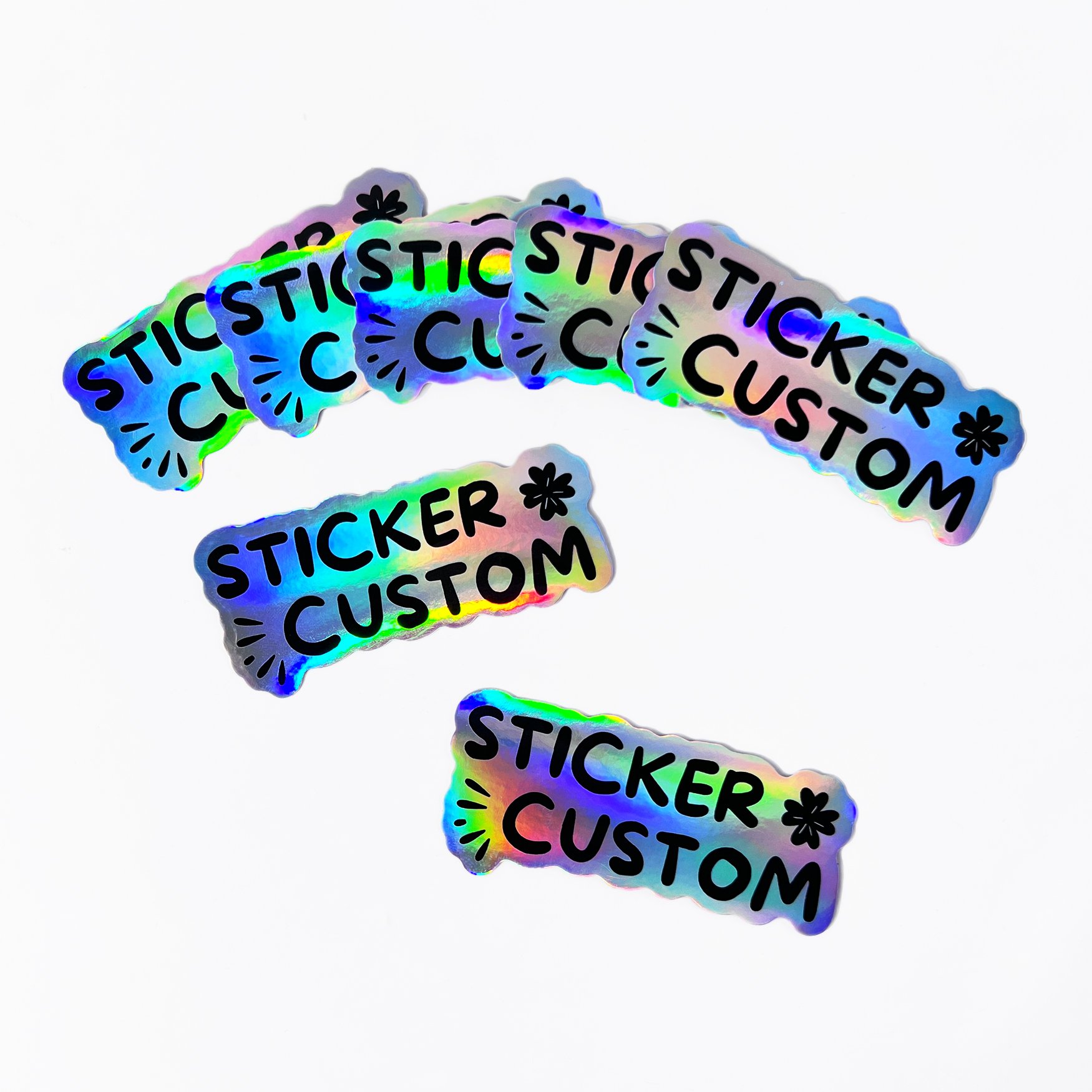 Custom UV Resist Waterproof Vinyl Rainbow Silver Laser Hologram Sticker Label Custom Logo Die Cut Glitter Holographic Stickers