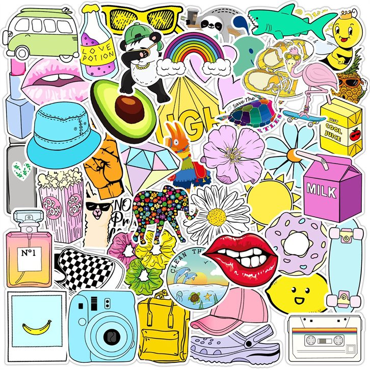 Cartoon Outdoor Refreshment Ins Stickers For Luggage Laptop Skateboard Book Notebook DIY Crafts Fashion Vinyl DecalsComputer