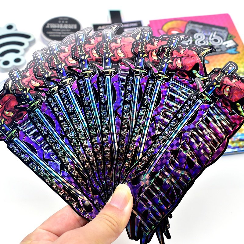 LOW MOQ Custom Popular Cartoon Die Cut Laser Reflective Hologram Sticker Anime Holographic Sticker for Promotion