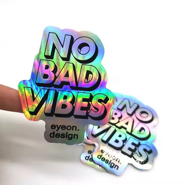 Self Adhesive UV Waterproof Holographic Sticker PVC Label Custom Logo Die Cut Vinyl Stickers