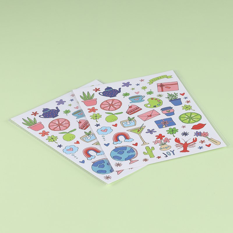 High Quality Printing Custom A4 A5 Label Cute Cartoon Waterproof PVC Kiss Cut Sticker Sheet