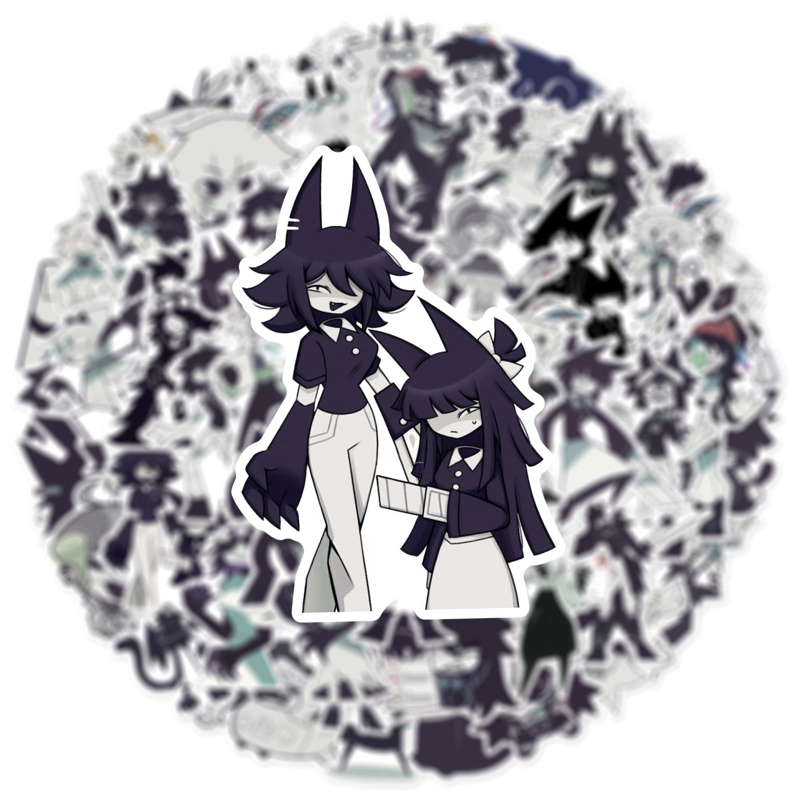 50PCS Black and white cartoon FPE Fundamental Paper Education sticker