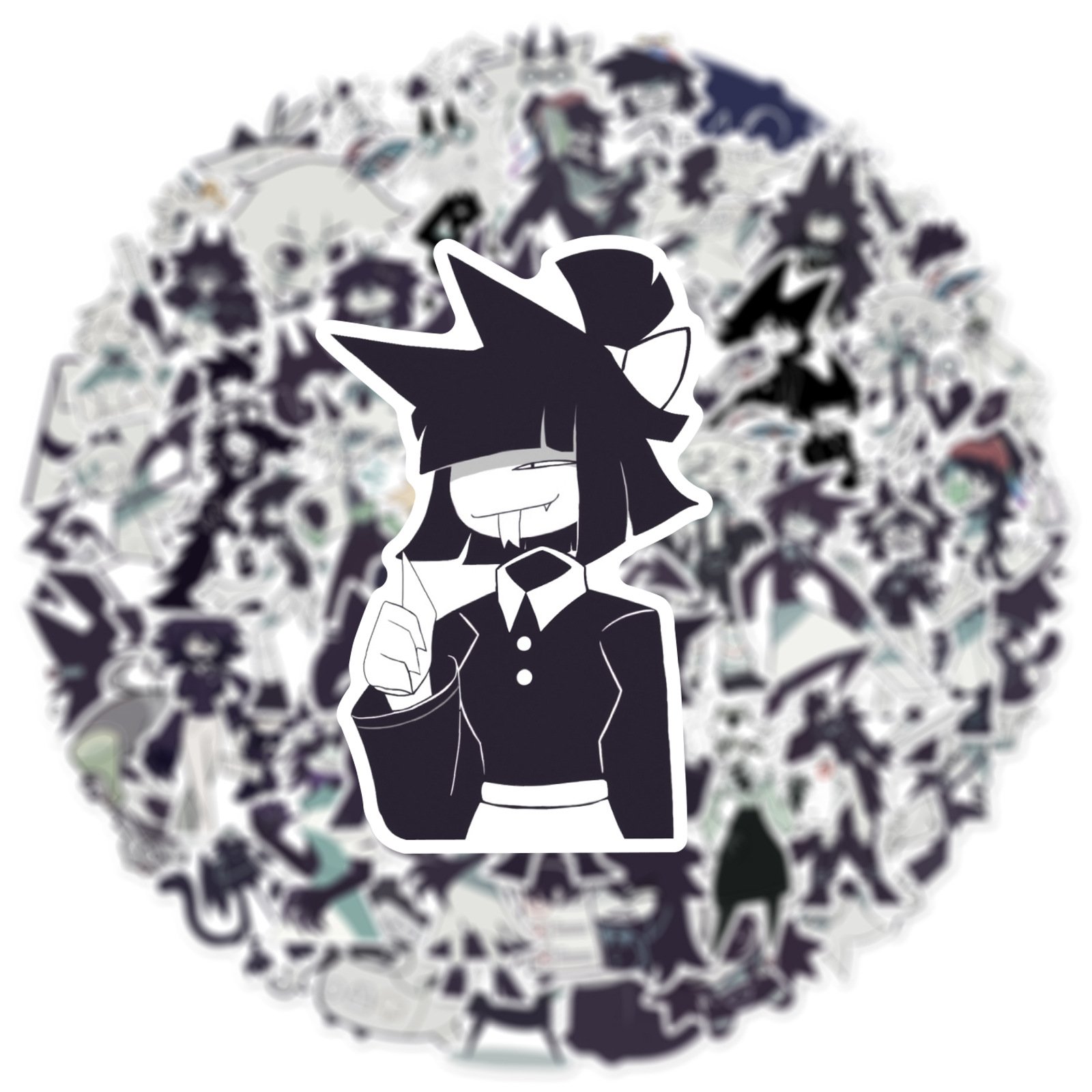 50PCS Black and white cartoon FPE Fundamental Paper Education sticker