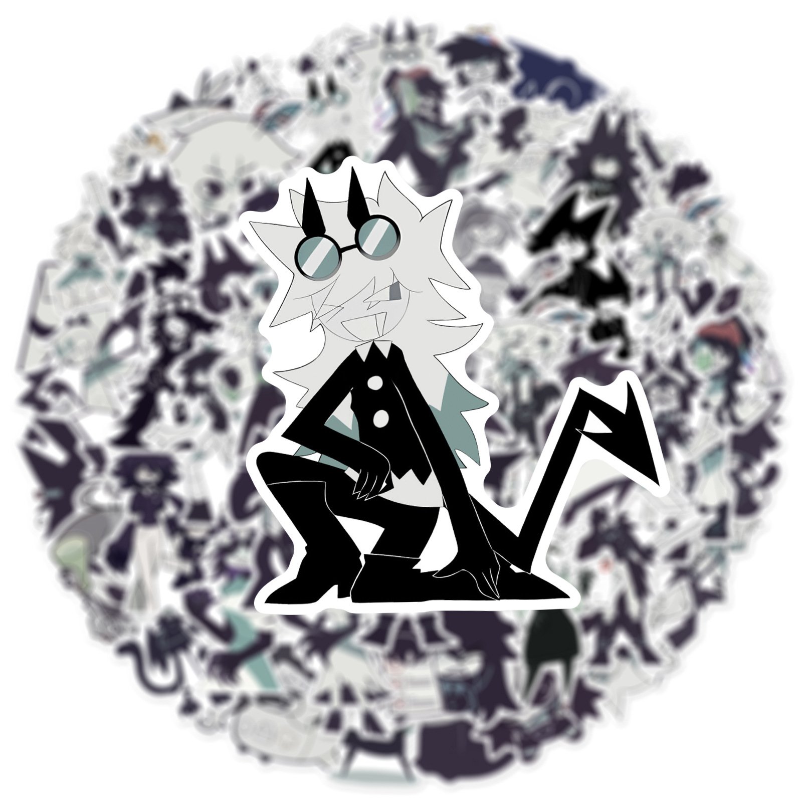 50PCS Black and white cartoon FPE Fundamental Paper Education sticker