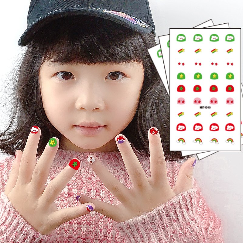 3D Custom Nail Sticker Set Nail Art Gold Cartoon Sticker Decal Professional For Kids