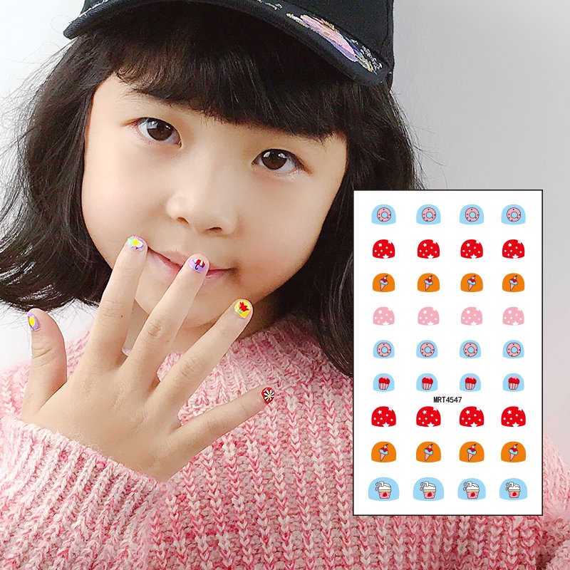 3D Custom Nail Sticker Set Nail Art Gold Cartoon Sticker Decal Professional For Kids