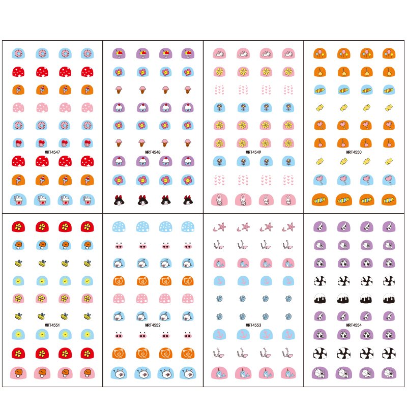 3D Custom Nail Sticker Set Nail Art Gold Cartoon Sticker Decal Professional For Kids