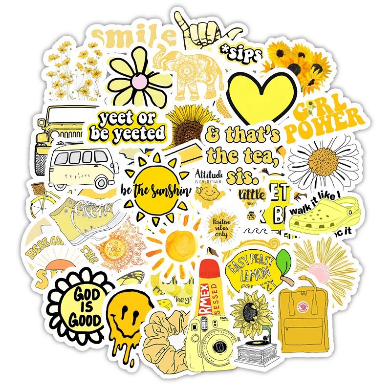 Wholesale 50 PCS Cartoon Cute Laptop Stickers Waterproof Trendy Luggage Reusable Stickers for Teens Girls
