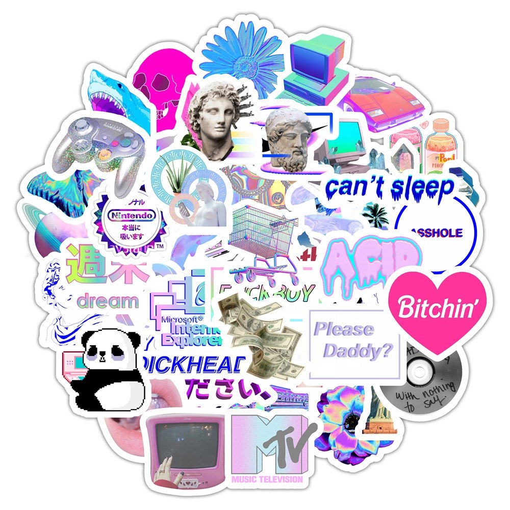 Wholesale 50 PCS Cartoon Cute Laptop Stickers Waterproof Trendy Luggage Reusable Stickers for Teens Girls