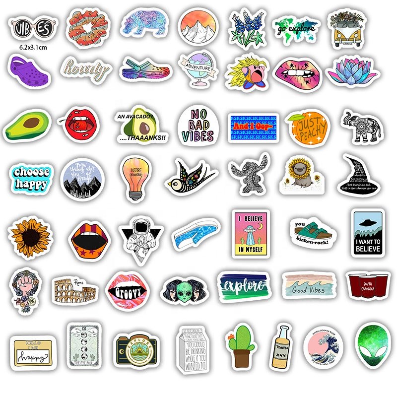 Wholesale 50 PCS Cartoon Cute Laptop Stickers Waterproof Trendy Luggage Reusable Stickers for Teens Girls