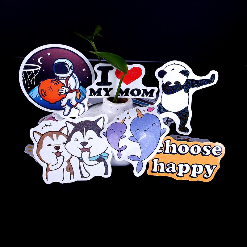 Customized full-cut stickers, cartoons, heterosexual self-adhesives, full-wear logos, handbooks, suitcases, pvc stickers,custom