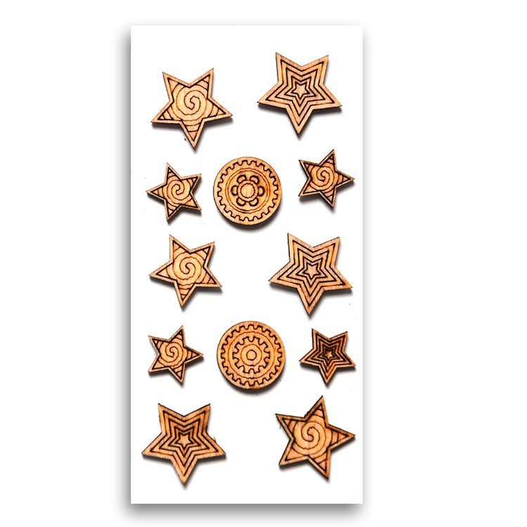 Cute Wooden Animal Cartoon Kawaii Waterproof Stickers Journal Wood primary Color Wooden Stickers
