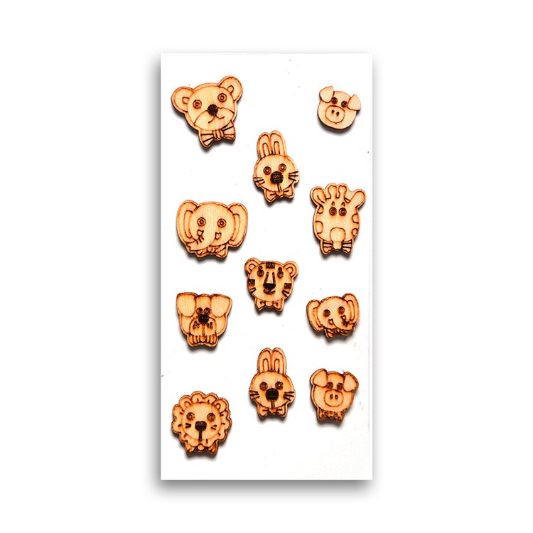 Cute Wooden Animal Cartoon Kawaii Waterproof Stickers Journal Wood primary Color Wooden Stickers
