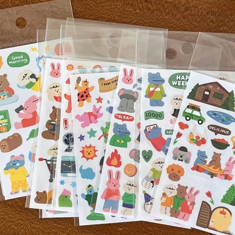 Eco friendly Promotional Self Adhesive Waterproof Custom Brand Logos Kawaii Cartoon Cute Kiss Cut Vinyl Stickers Sheet for Kids