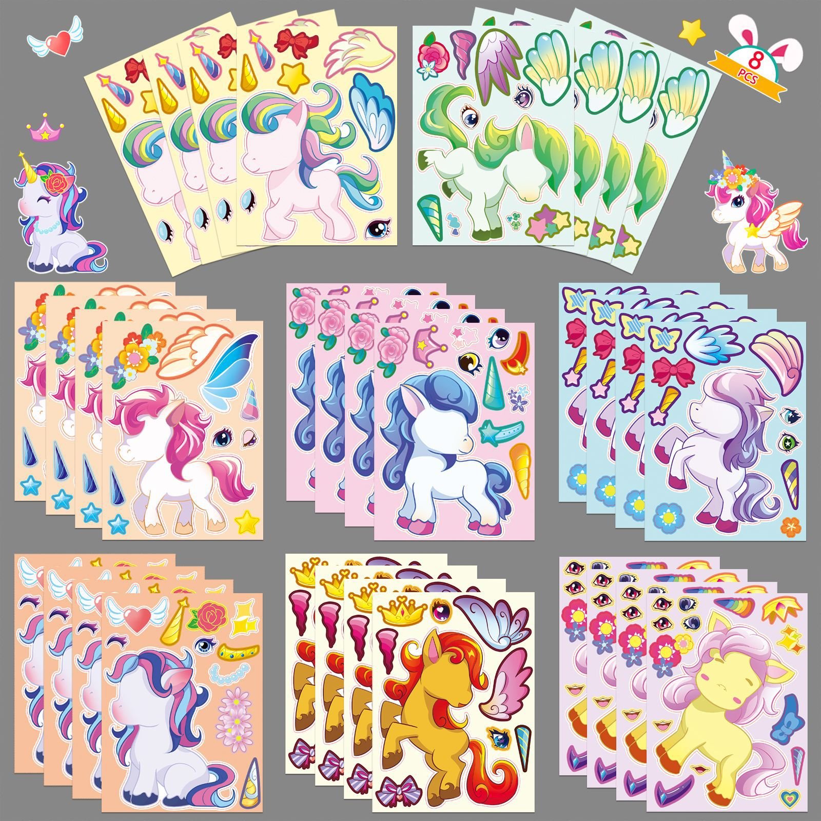 Custom Unicorn Stickers For Kids & Toddlers Cartoon Sticker Sheet For Kids custom Sticker Sheet