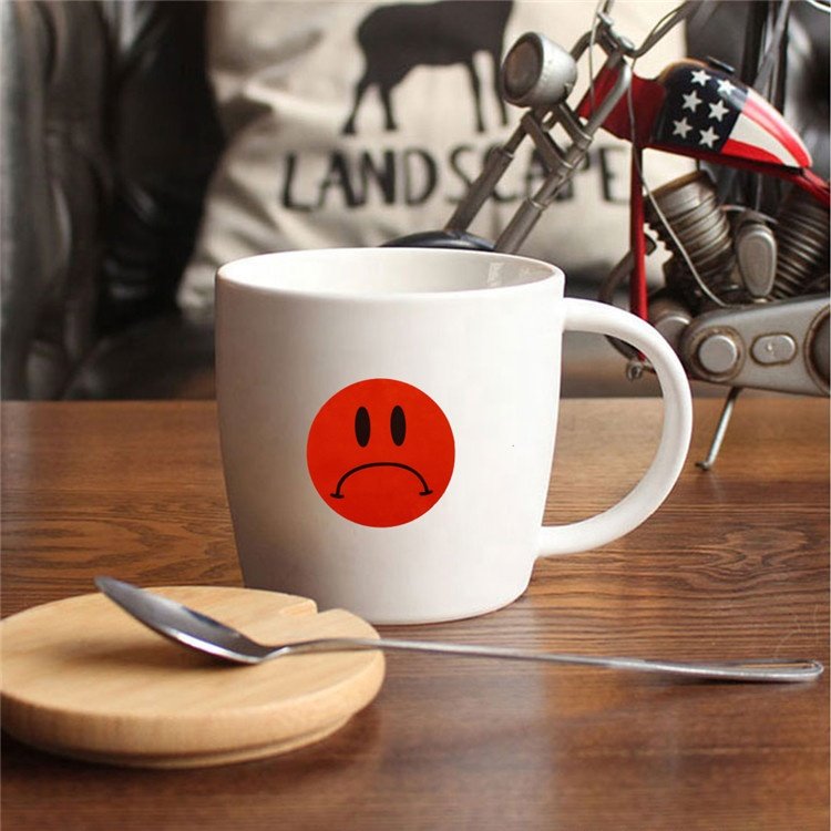 Hybsk Red Sad Face Frowned Unhappy Emotional Stickers 1.5" Round 500 Labels Per Roll