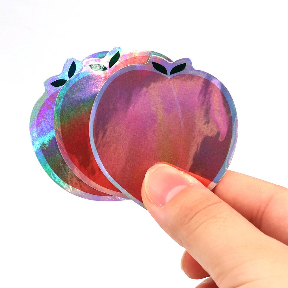 Custom Waterproof Printing Logo PVC Label Shiny Die Cut Reflective Rainbow Glitter Hologram Holographic Vinyl Cartoon Sticker