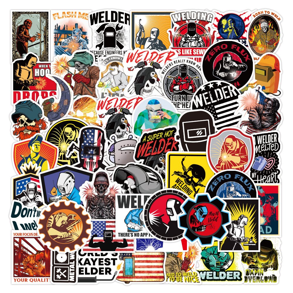 Hard Hat Stickers Welding worker electrician graffiti sticker waterproof safety helmet sticker wholesale custom