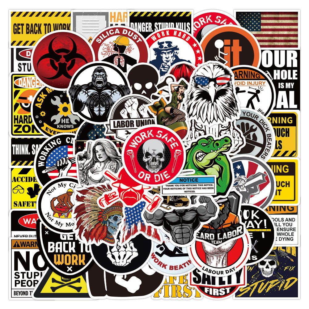 Hard Hat Stickers Welding worker electrician graffiti sticker waterproof safety helmet sticker wholesale custom