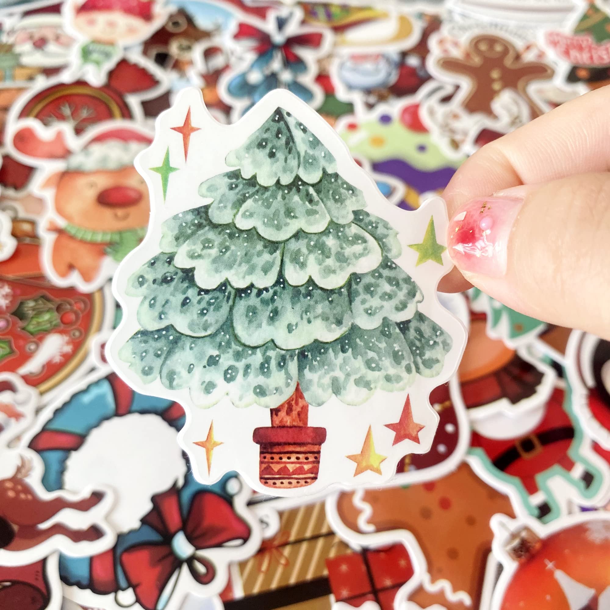 Custom Decorative Christmas Vinyl Gift Stickers For Kids Waterproof Die Cut Cartoon Sticker