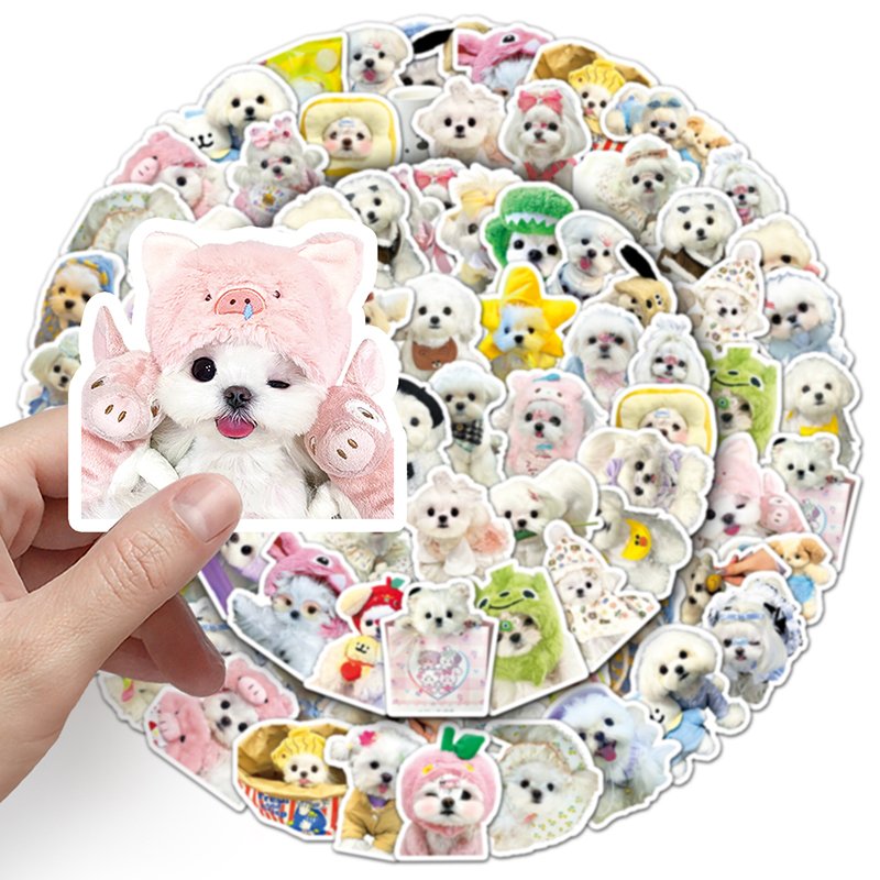 50pcs Factory Sale Cute Kawaii Waterproof Decoration Sticker Pack Animal Cartoon Maltese Sticker