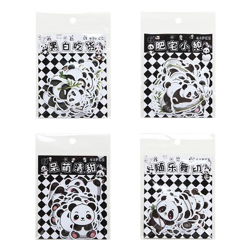40 sheets/pack of colorful chubby cute panda stickers, cartoon account material stickers, children's creative stickers