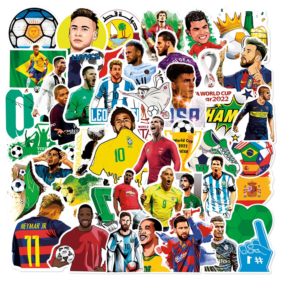 50pcs Die cut Football star Cartoon sticker cute kawaii anime decals waterproof scrapbooking laptop window sticker car sticker