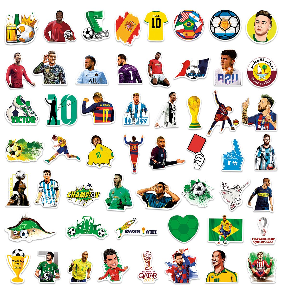 50pcs Die cut Football star Cartoon sticker cute kawaii anime decals waterproof scrapbooking laptop window sticker car sticker