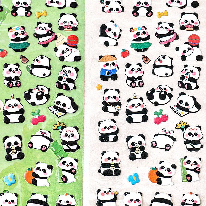 School diary DIY decoration 3D bubble cartoon cute panda stickers for kids
