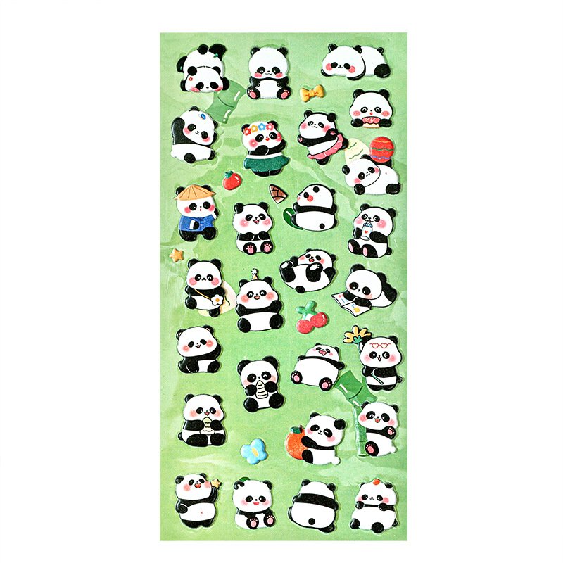 School diary DIY decoration 3D bubble cartoon cute panda stickers for kids