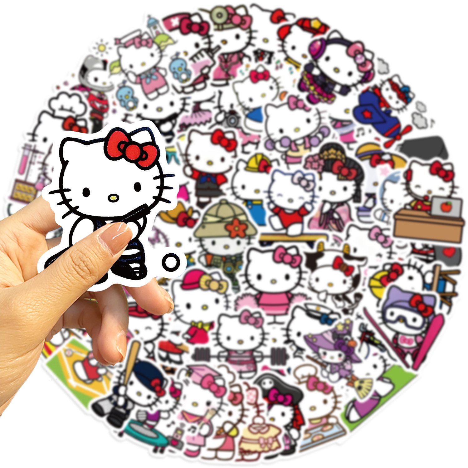 60pcs Cartoon Kitty Cat Various occupations Graffiti Stickers Diy Guitar Laptop Phone Case Luggage Decoration Waterproof Decal