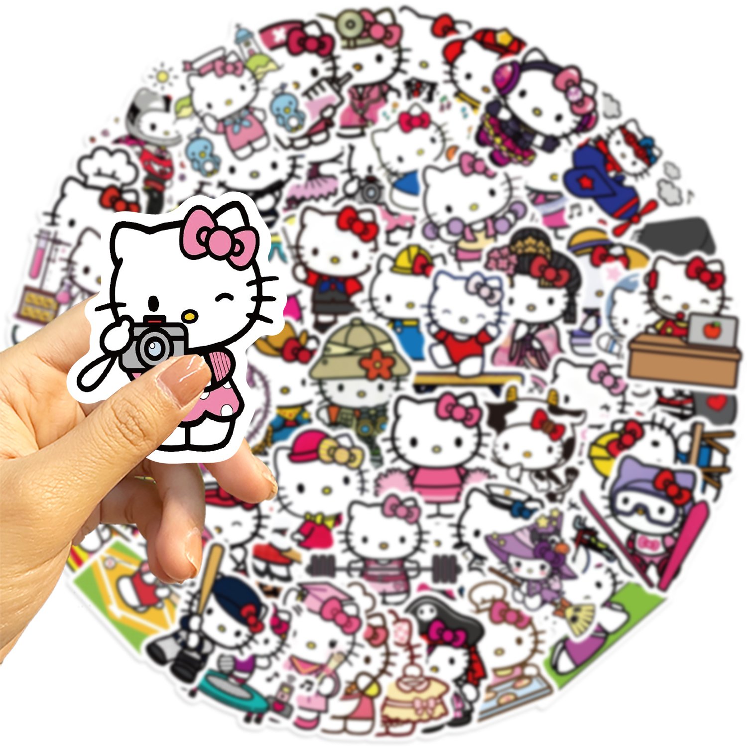 60pcs Cartoon Kitty Cat Various occupations Graffiti Stickers Diy Guitar Laptop Phone Case Luggage Decoration Waterproof Decal