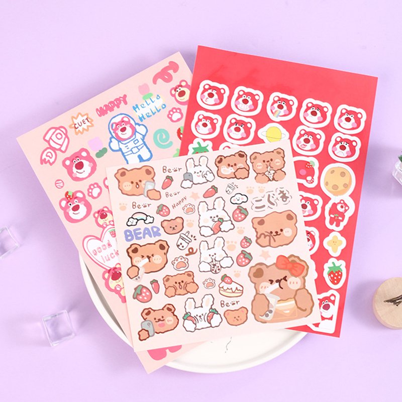 Custom Design A4 A5 A6 Waterproof PVC Vinyl Kiss Cut Sticker Paper Printing Adhesive Vinyl Cartoon Stickers Sheet