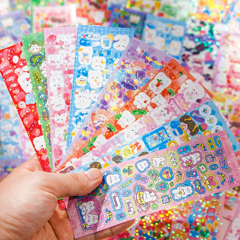 Custom Design A4 A5 A6 Waterproof PVC Vinyl Kiss Cut Sticker Paper Printing Adhesive Vinyl Cartoon Stickers Sheet