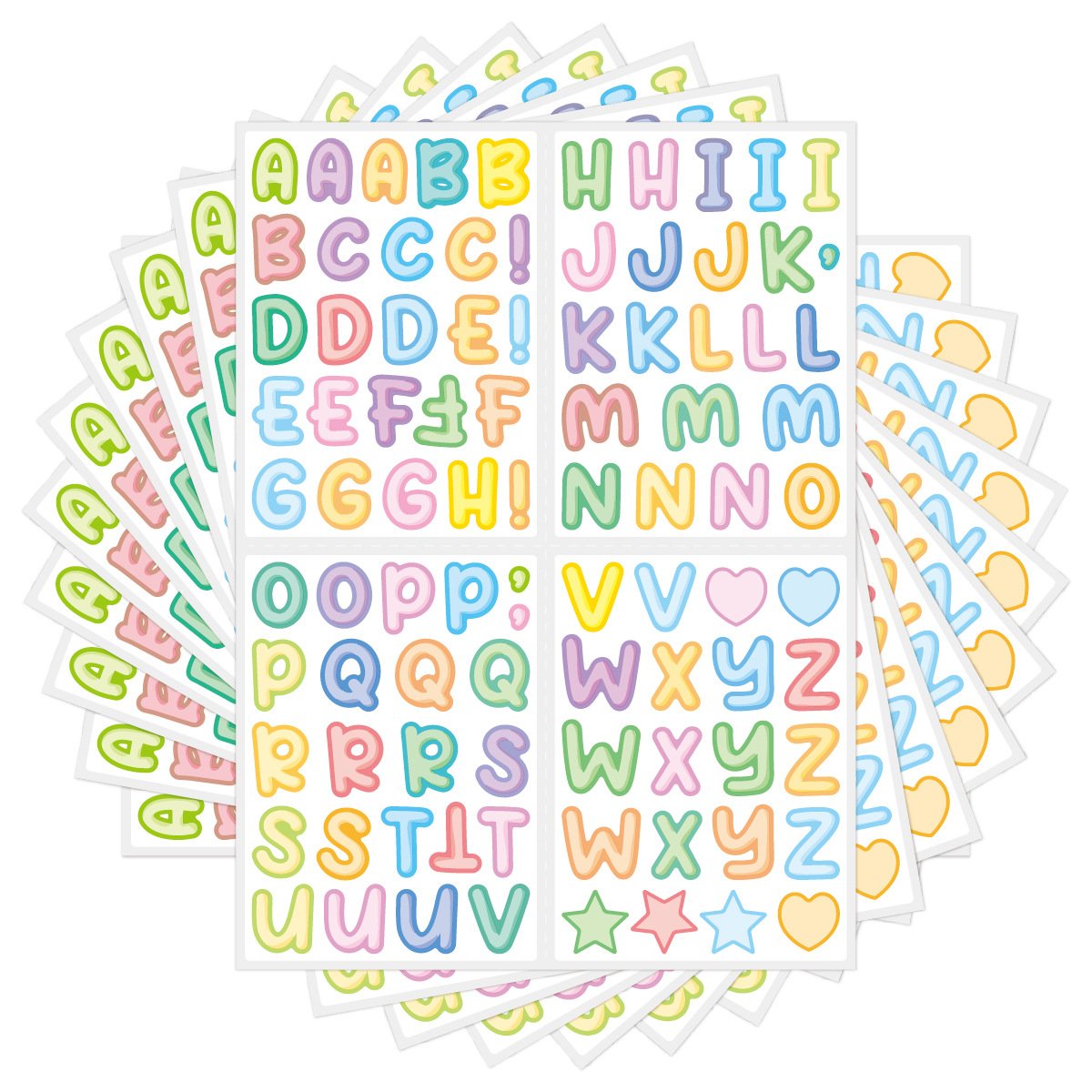ABC Alphabet Creative Cartoon UV Color Printing Educational Sticker for Kids Kiss Cut Waterproof Matte Vinyl PVC Letter Sticker
