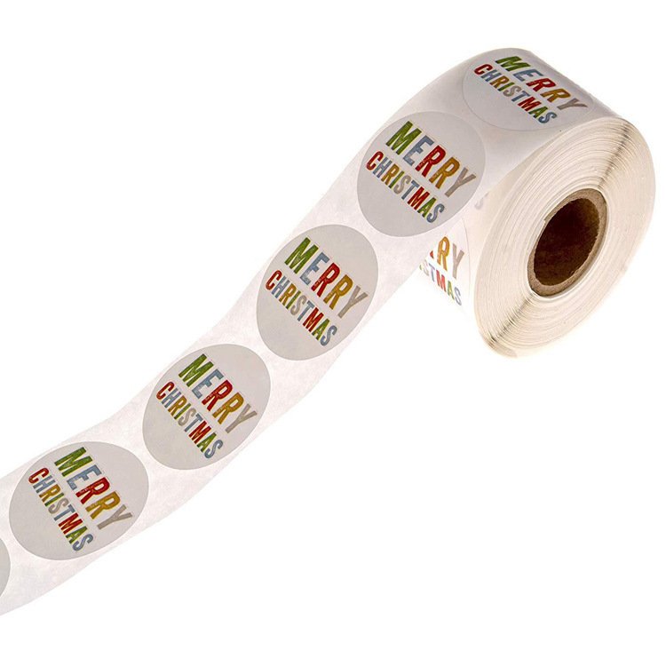 Colourful Merry Christmas Stickers Classic Christmas Day Gift Wrap Decoration Stickers Labels