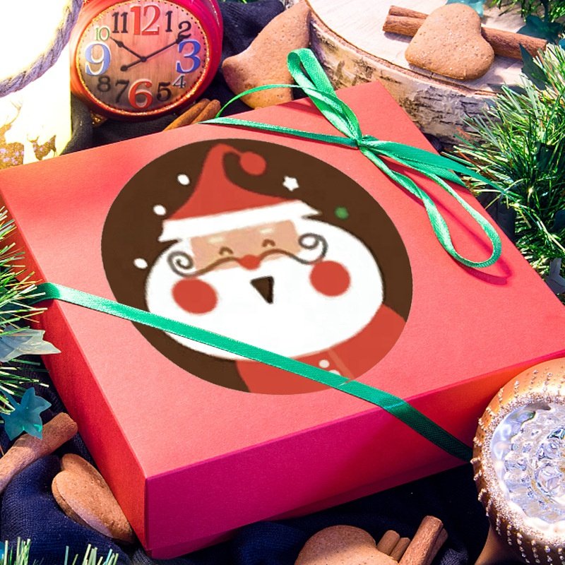 Colourful Merry Christmas Stickers Classic Christmas Day Gift Wrap Decoration Stickers Labels
