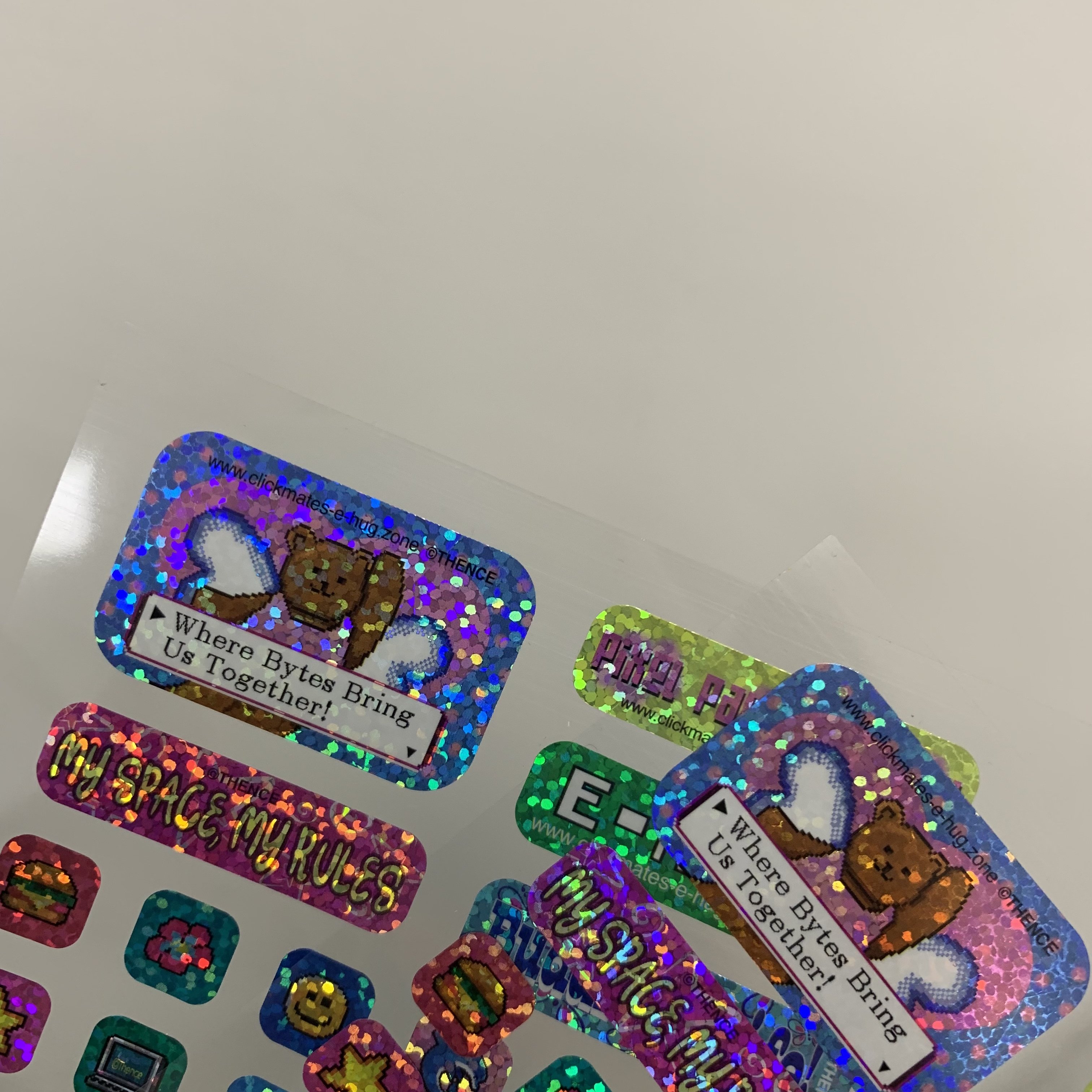 Custom Cartoon Sticker Hard Glue Hologram Sticker Gripper Cute Shiny Sticker