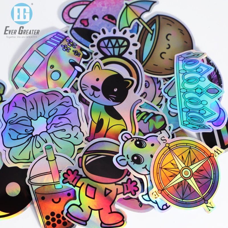 Wholesale Price Waterproof Label Sticker Cartoon Creative 2D Trendy Graffiti Hologram Sticker