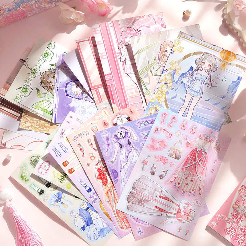 Simno Kawaii Kiss Out Journaling Stickers Cute Cartoon Girl DIY Crafts Dress Up Stickers Book