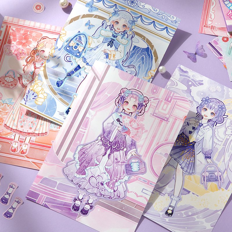 Simno Kawaii Kiss Out Journaling Stickers Cute Cartoon Girl DIY Crafts Dress Up Stickers Book
