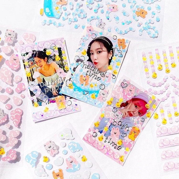 Vinyl Rainbow Foil Laser Holographic Glitter Bunny Toploader Photo Frame Deco Kiss Cut Planner Sticker Sheet