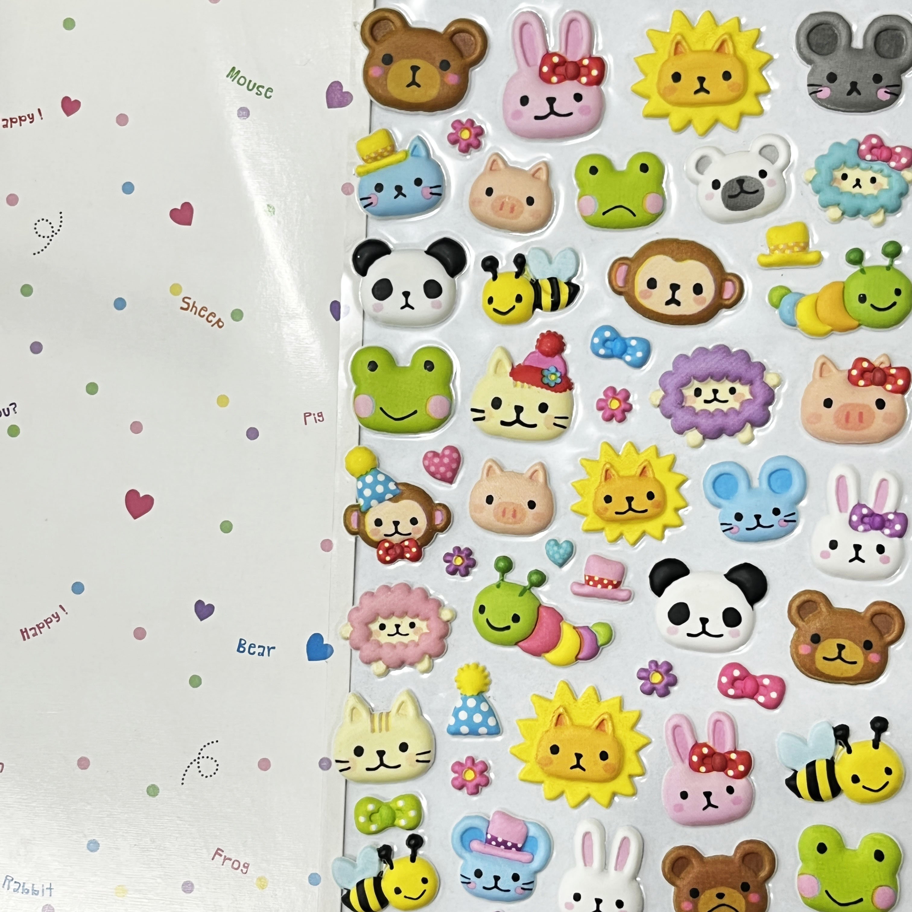 Custom Sticker Maker Printing Cartoon Resin Stickers Label Puffy 3d Logo Epoxy Kiss Cut Animals Stickers Sheet