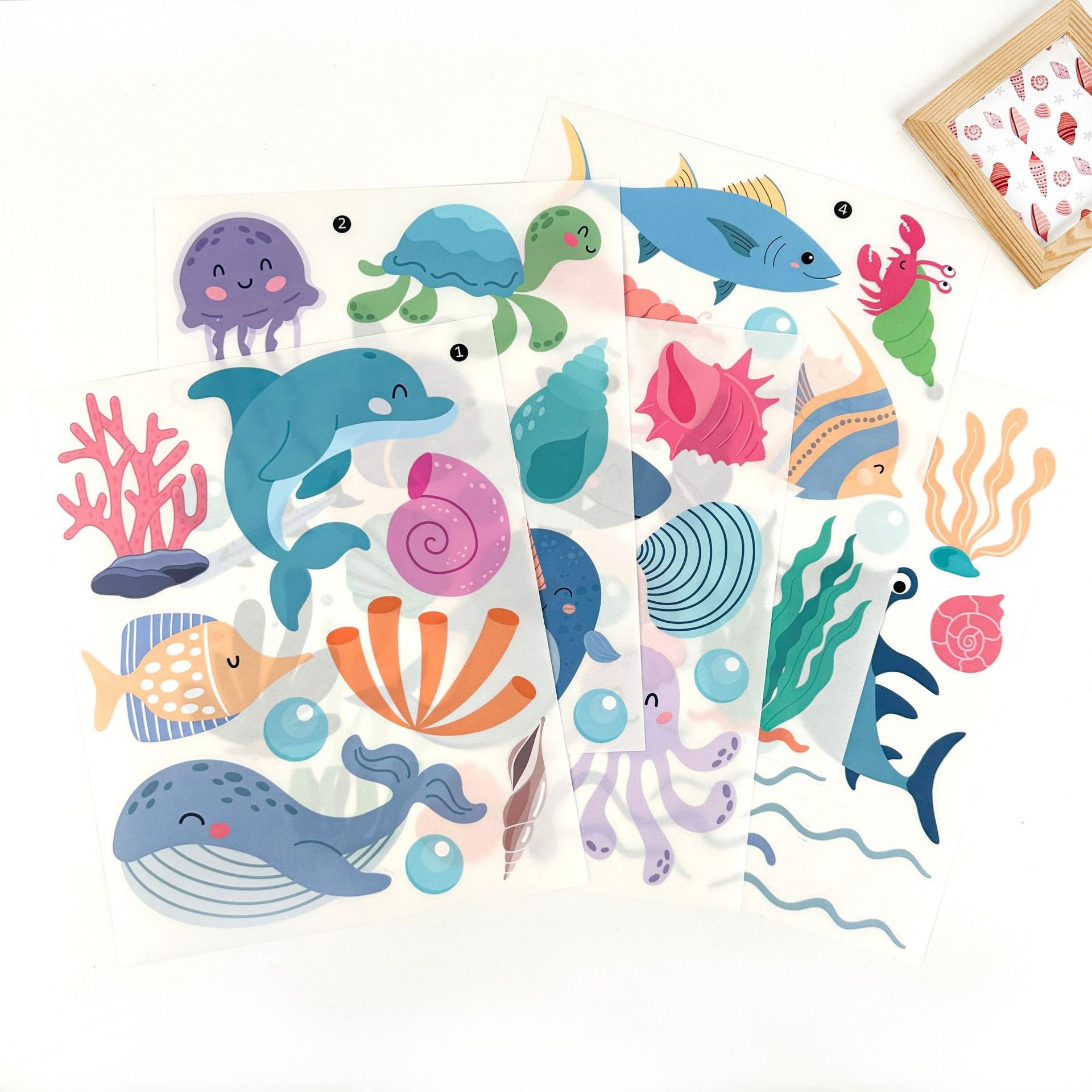 Ocean Creatures Wall Stickers Waterproof Adhesive Wall Sticker Colorful Sea Animals Wall Decal for Kids Room Home Decoration
