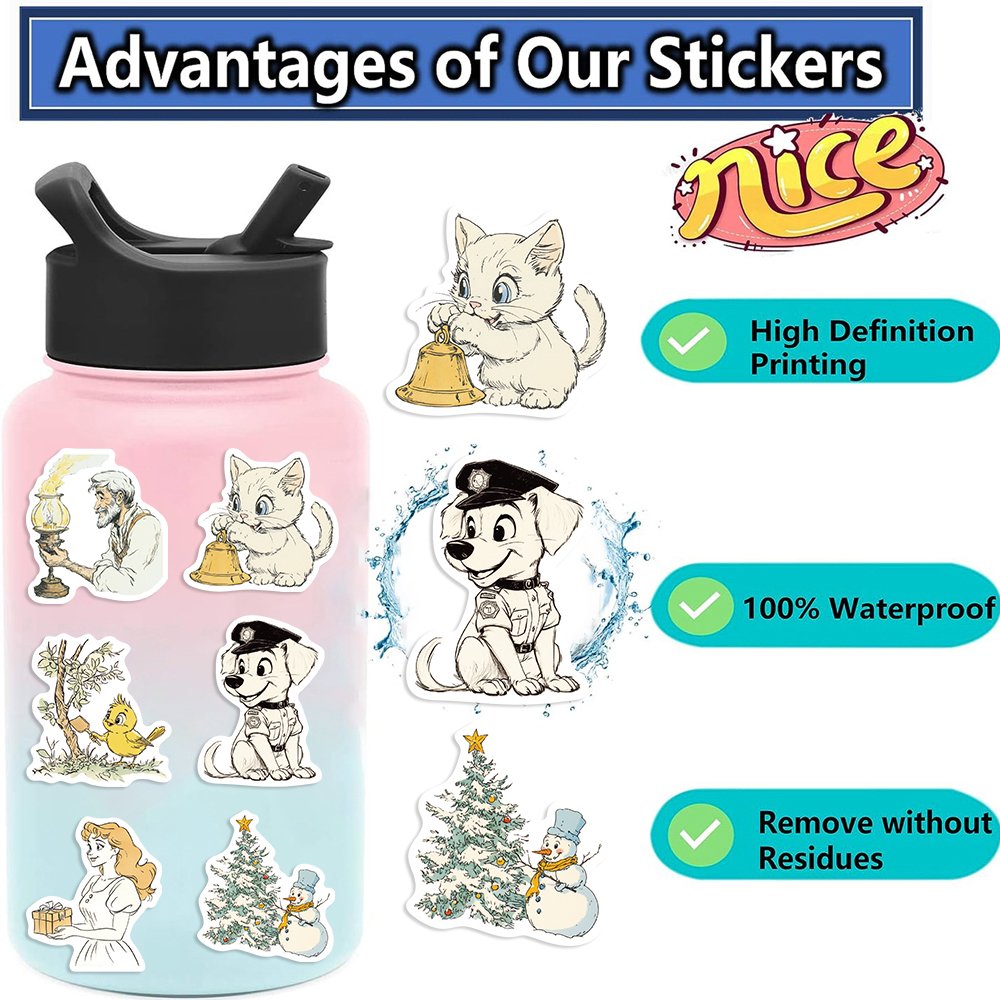 50pcs Cartoon Relaxing holiday Graffiti Sticker Decals Decoration DIY Phone Notebook Suitcase Laptop Fridge Kids PVC Sticker