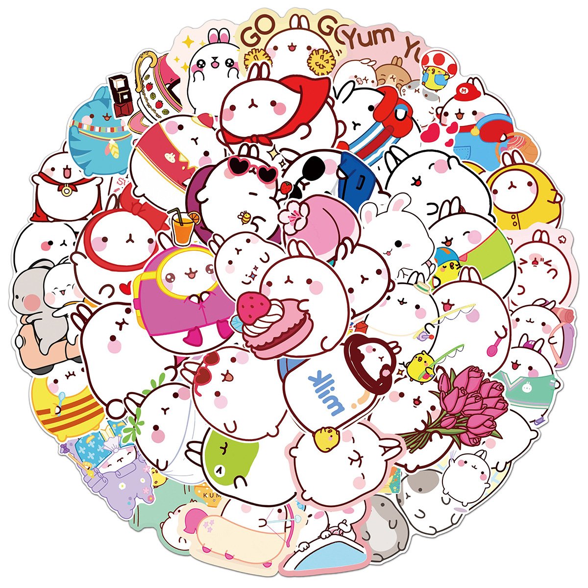 50 pcs die cut Rabbit cartoon sticker graffiti suitcase mobile phone case diary guitar pvc vinyl waterproof stickers for kids