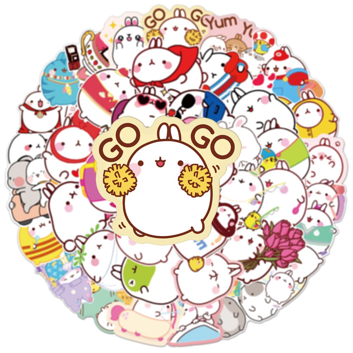 50 pcs die cut Rabbit cartoon sticker graffiti suitcase mobile phone case diary guitar pvc vinyl waterproof stickers for kids